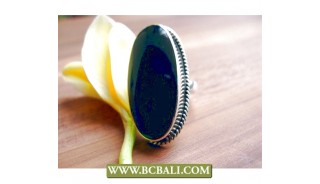 Finger Rings Alpaka Silver Bali with Black Stone